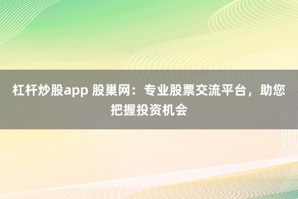 杠杆炒股app 股巢网：专业股票交流平台，助您把握投资机会