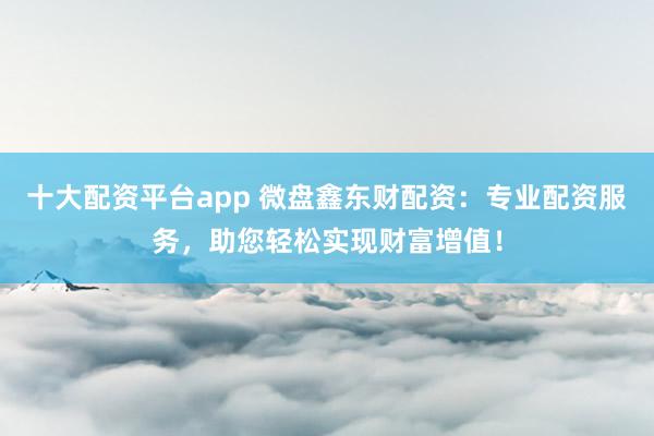 十大配资平台app 微盘鑫东财配资：专业配资服务，助您轻松实现财富增值！