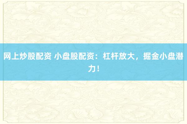 网上炒股配资 小盘股配资：杠杆放大，掘金小盘潜力！