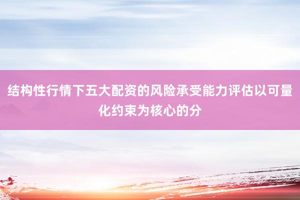 结构性行情下五大配资的风险承受能力评估以可量化约束为核心的分