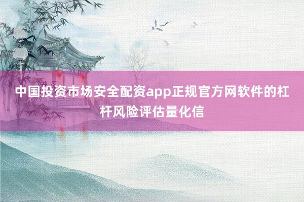 中国投资市场安全配资app正规官方网软件的杠杆风险评估量化信