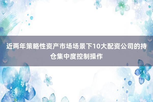 近两年策略性资产市场场景下10大配资公司的持仓集中度控制操作