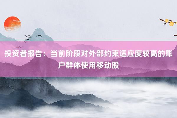 投资者报告：当前阶段对外部约束适应度较高的账户群体使用移动股